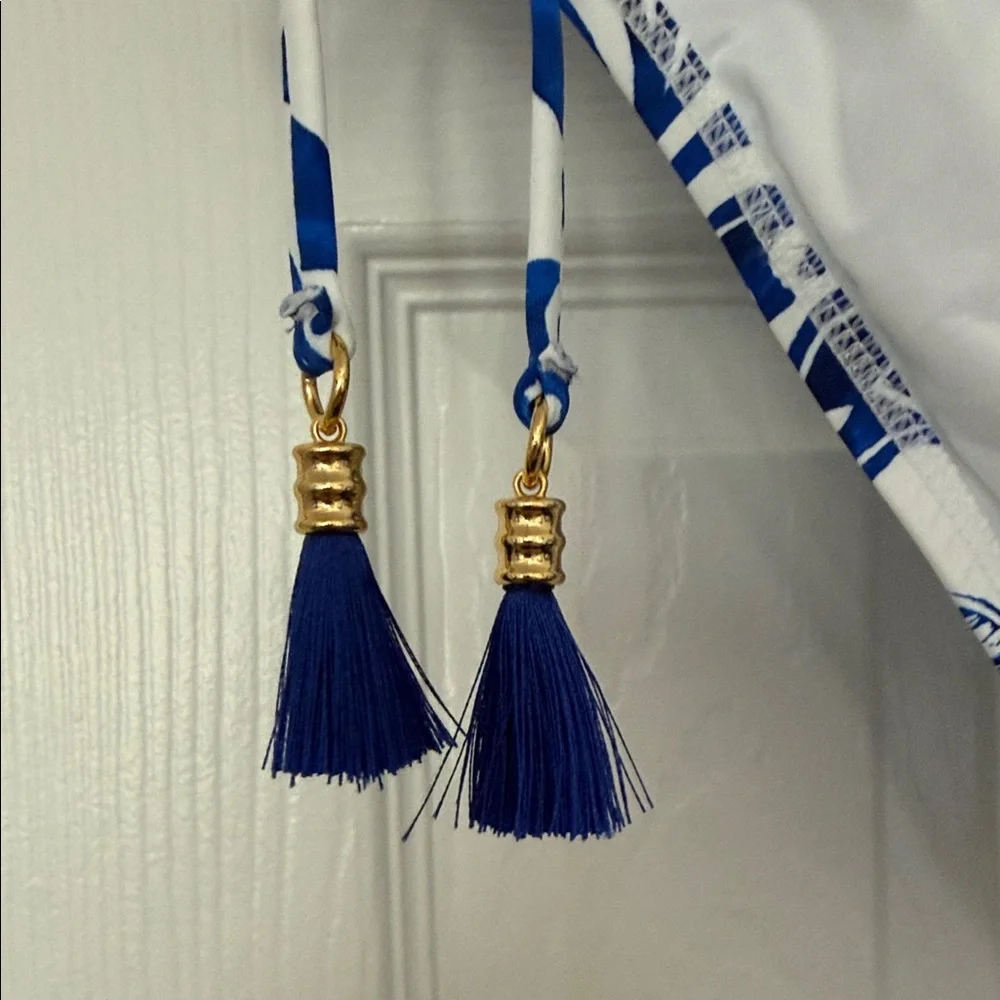 La Blanca Blue and White Floral Tie-Side Bikini Bottoms - Picture 4 of 10